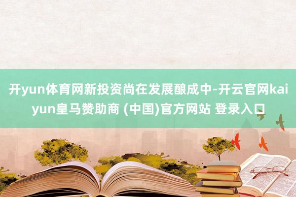 开yun体育网新投资尚在发展酿成中-开云官网kaiyun皇马赞助商 (中国)官方网站 登录入口